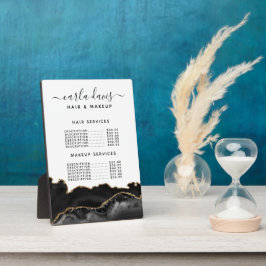 Agate Black Gold Marble Salon Price Menu Plaque Fotoplaat