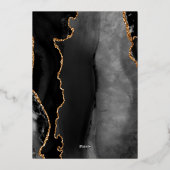 Agate Black Gold Script Weddenschap Folie Uitnodiging (Achterkant)