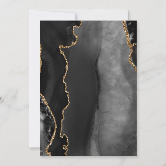 Agate Black Gold Script Weddenschap Kaart (Achterkant)
