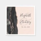 Agate Black Rose Gold Blush Pink Script Wedding  Servet (Voorkant)