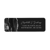 Agate Black Silver Dark Wedding Retouradres Etiket (Voorkant)