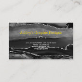 Agate Black & Silver Faux Glitter Visitekaartje (Achterkant)