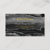 Agate Black & Silver Faux Glitter Visitekaartje (Voorkant)