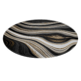 Agate Black White en Gold liquid marmer Snijplank