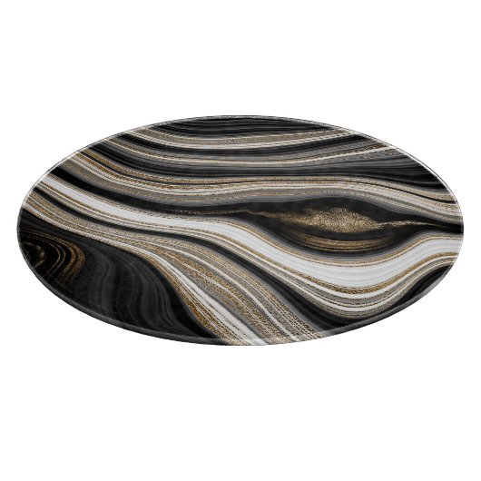 Agate Black White en Gold liquid marmer Snijplank (Hoek)