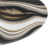 Agate Black White en Gold liquid marmer Snijplank (Hoek)