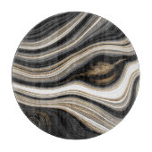Agate Black White en Gold liquid marmer Snijplank (Voorkant)