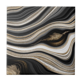 Agate Black white en goudvocht marmeren modern Tegeltje
