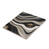 Agate Black white en goudvocht marmeren modern Tegeltje (Zijkant)