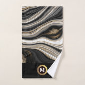 Agate black white gold monogram Bath Towel Set Bad Handdoek (Handdoek)