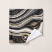 Agate black white gold monogram Bath Towel Set Bad Handdoek (Wasdoekje)