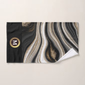 Agate black white gold monogram Bath Towel Set Bad Handdoek (Handdoek)