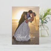 Agate Black White Roos Gold Foil Weddenfoto Bedankkaart (Staand voorkant)