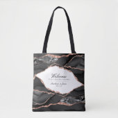 Agate Black White Roos Gold Foil Weduwen Welkom Tote Bag (Voorkant)