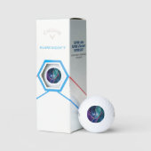 Agate Blauw Paars Aqua Goud Aderen Monogram Golfballen (Verpakking)
