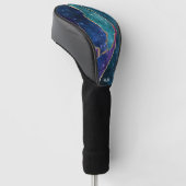 Agate Blauw Paars Aqua Goud Aderen Monogram Golfheadcover (Schuin)