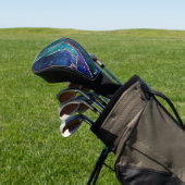 Agate Blauw Paars Aqua Goud Aderen Monogram Golfheadcover (Insitu)