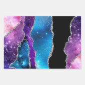 Agate Blauw Paarse Roze Zilveren Glitter Fancy  Inpakpapier Vel (Voorkant 2)
