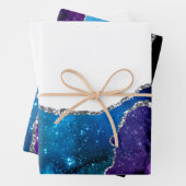 Agate Blauw Paarse Roze Zilveren Glitter Fancy  Inpakpapier Vel (In situ)