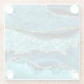 Agate Blauwgroen Blauw Goud Marmer Aqua Glass Onde Glazen Onderzetter (Achterkant)