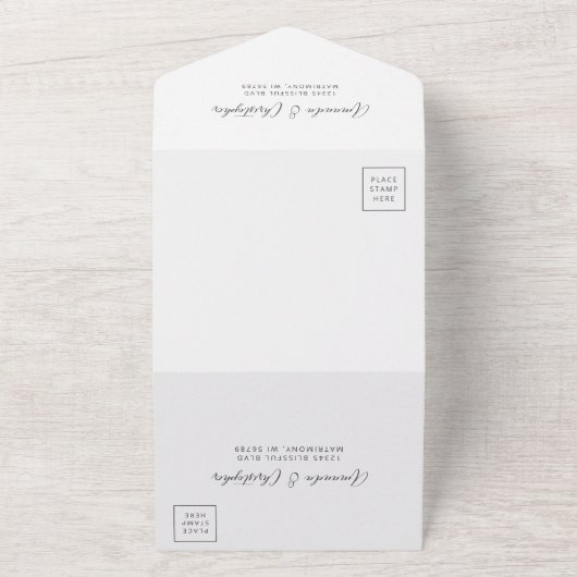 Agate Blauwgroen Blauw Goud Script All In One Uitnodiging (Buitenkant)