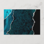Agate Blauwgroen Blauw Zilver Script Trouwdetails Informatiekaartje (Achterkant)