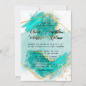 Agate Blauwgroen en Gold Geometric Glitter Wedding Kaart (Voorkant)