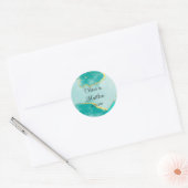 Agate Blauwgroen en Gold Waterverf Wedding Ronde Sticker (Envelop)
