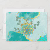 Agate Blauwgroen & Gold Floral Weddenschap Harteli Kaart (Achterkant)