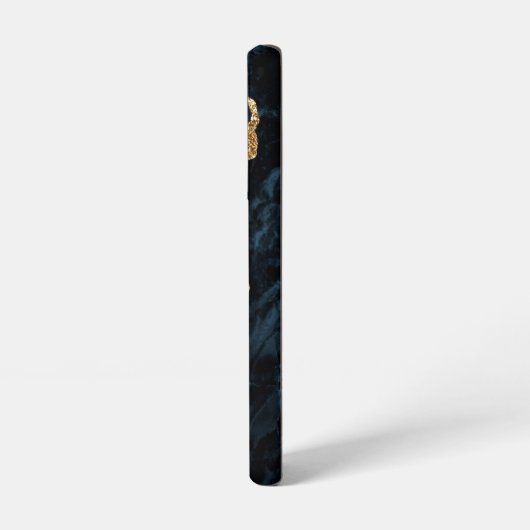 Agate Blue Gold Glitter Marmer Aangepaste Jouw naa Samsung Galaxy Hoesje (Linkerkant)