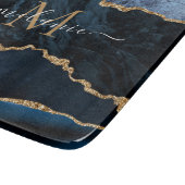 Agate Blue Gold Marble Name Letter Cutting Board Snijplank (Hoek)