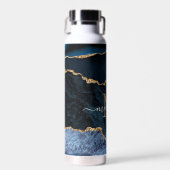 Agate Blue Gold Marble Name Letter Water Bottle Waterfles (Voorkant)