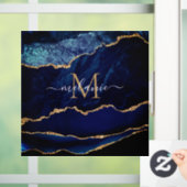 Agate Blue Gold Marble Name Letter Window Cling Raamsticker (Huis)