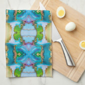 Agate Blue Green Gold-Waterverf Theedoek (Quarter Fold)