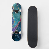 Agate Blue Paars Aqua Gold Veins Monogram Persoonlijk Skateboard (Voorkant)