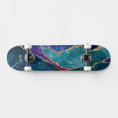 Agate Blue Paars Aqua Gold Veins Monogram Persoonlijk Skateboard (Horizontaal)