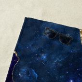 Agate Blue Paars Aqua Gold Veins Monogram Strandlaken (In situ)