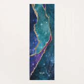 Agate Blue Paars Aqua Gold Veins Monogram Yogamat (Achterkant)