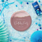 Agate Blush Gold Dusty Roos Birthday Party Papieren Bordje (Feest)