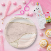 Agate Blush & Gold Glitter Weddenpapier Bord (Feest)