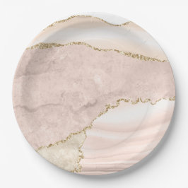 Agate Blush & Gold Glitter Weddenpapier Bord