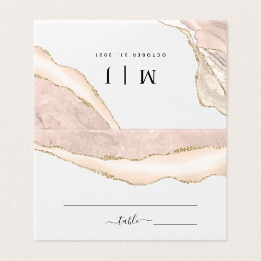 Agate Blush & Gold Glitter Weddenschapskaart Kaart (Buitenkant ongevouwen)