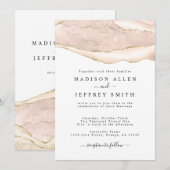 Agate Blush & Gold Glitter Wedding Invitation Aankondiging (Voorkant / Achterkant)