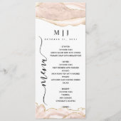 Agate Blush & Gold Glitter Wedding Menu (Voorkant)