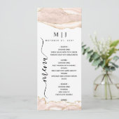 Agate Blush & Gold Glitter Wedding Menu (Staand voorkant)