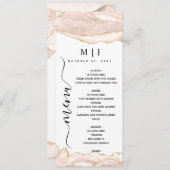 Agate Blush & Gold Glitter Wedding Menu (Voorkant / Achterkant)