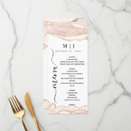 Agate Blush & Gold Glitter Wedding Menu