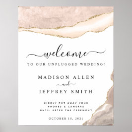 Agate Blush & Gold Unplugged Weduwen Welkom Poster