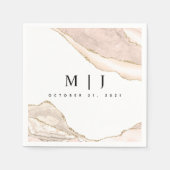 Agate Blush & Gouden Glitter Bruiloft Servet (Voorkant)