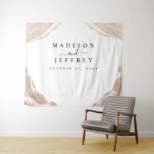 Agate Blush & Gouden Glitter Trouwachtergrond Wandkleed (In Situ (horizontaal))